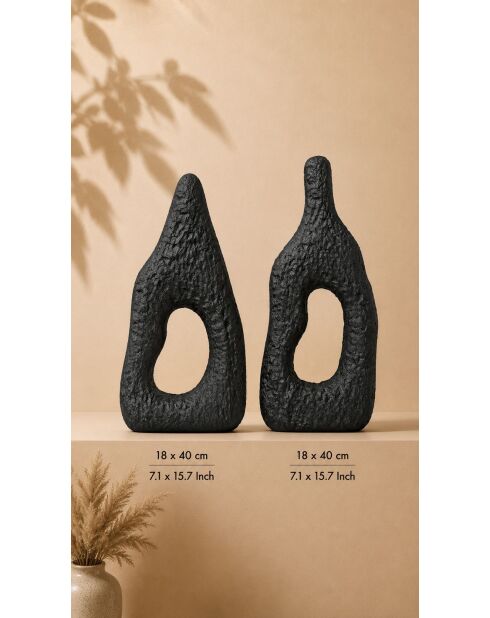 Set mit 2 schwarzen Wanddekorationen — 2 x (18x40) cm