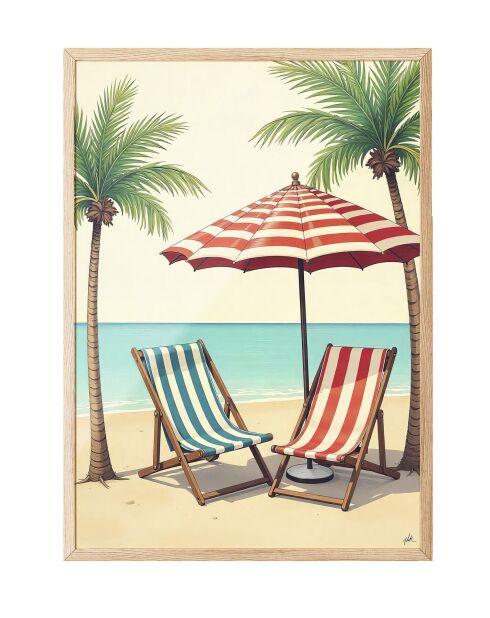 Tableau décoratif encadré multicolore - 50x70 cm
