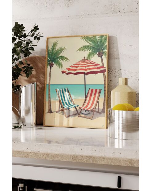 Tableau décoratif encadré multicolore - 50x70 cm