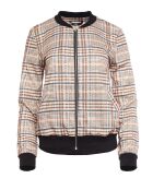 Blouson aviateur beige à carreaux coupe ample