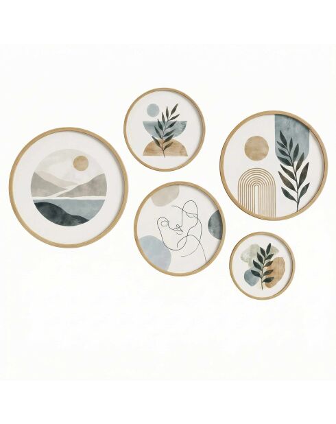 Pannello decorativo incorniciato in MDF multicolore - 5 pezzi