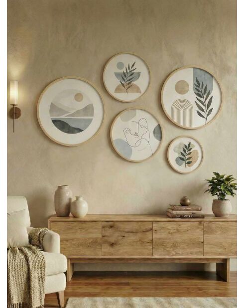 Pannello decorativo incorniciato in MDF multicolore - 5 pezzi