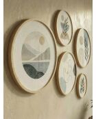 Pannello decorativo incorniciato in MDF multicolore - 5 pezzi