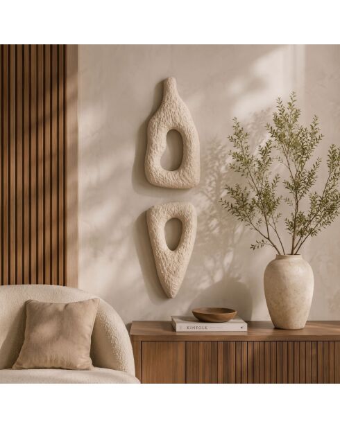 Lot de 2 décorations murales blanc cassé - 2x(18x40) cm
