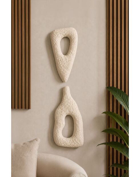 Lot de 2 décorations murales blanc cassé - 2x(18x40) cm