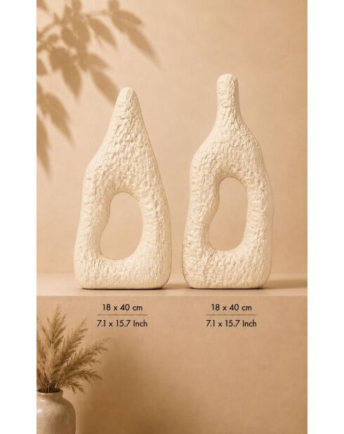 Lot de 2 décorations murales blanc cassé - 2x(18x40) cm