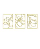 Set di 3 decorazioni murali in metallo dorato - 3x (58,5x41) cm