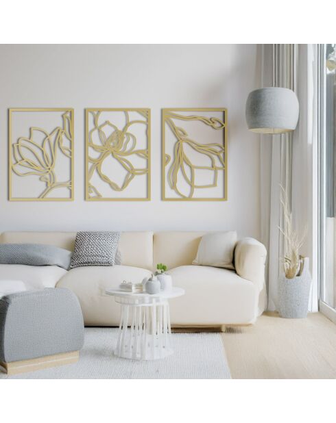 Lot de 3 décorations murales en métal doré - 3x(58.5x41) cm