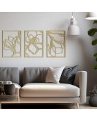 Set di 3 decorazioni murali in metallo dorato - 3x (58,5x41) cm