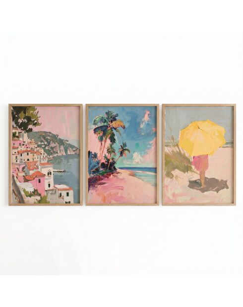 Lot de 3 tableaux décoratifs multicolore - 50x70 cm