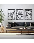 Set mit 3 schwarzen Wanddekorationen aus Metall — 3 x (58,5 x 41) cm
