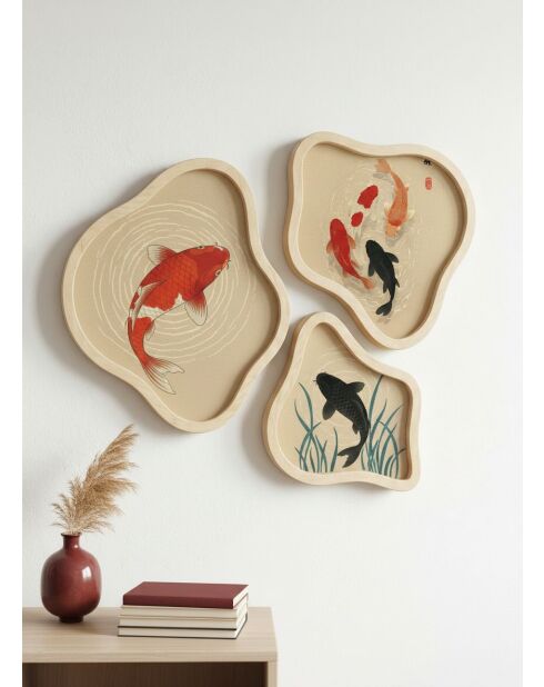 Tableau décoratif encadré en MDF multicolore - 3 pièces