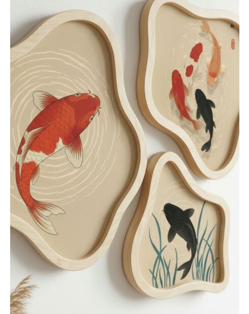 Tableau décoratif encadré en MDF multicolore - 3 pièces