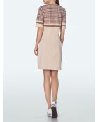 Robe simple à poches beige à carreaux