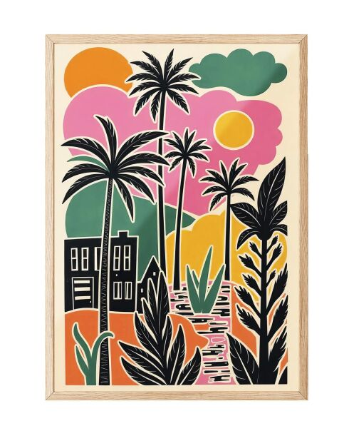 Tableau décoratif encadré multicolore - 50x70 cm