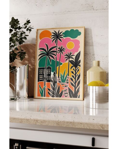 Tableau décoratif encadré multicolore - 50x70 cm
