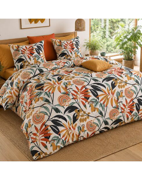 Parure housse de couette avec 2 taies d'orreiler en percale de coton edonie multicolore