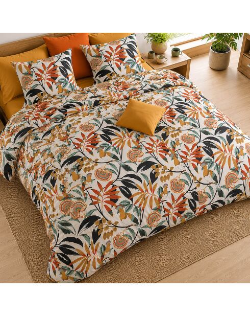 Set copripiumino in percalle di cotone multicolore Edonie con 2 federe