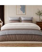 Parure housse de couette avec 2 taies d'oreiller en percale de coton terix marron/beige