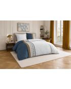 Parure housse de couette avec 2 taies d'oreiller en percale de coton trigliany bleu marine/marron