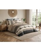 Parure housse de couette en coton + 2 taies d’oreiller troika beige