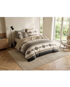 Parure housse de couette en coton + 2 taies d’oreiller troika beige