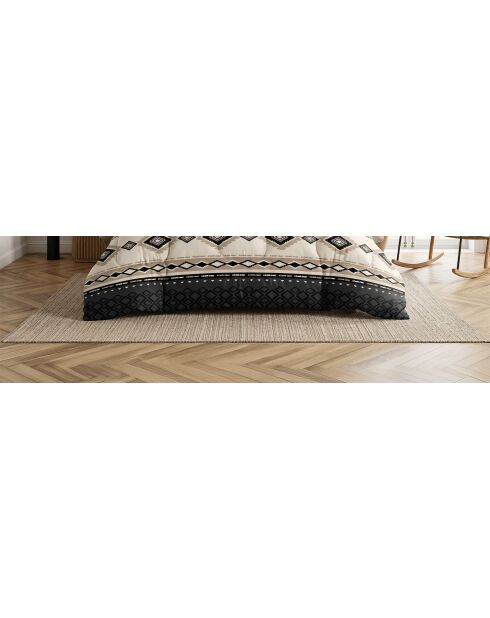 Parure housse de couette en coton + 2 taies d’oreiller troika beige