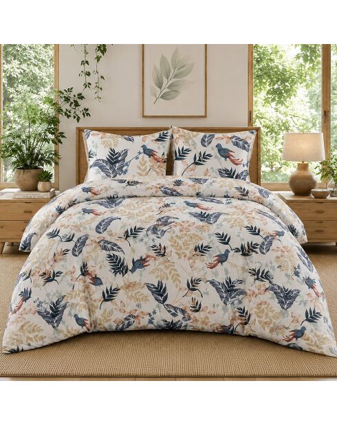 Parure de couette + 2 taies d’oreiller 100% percale de coton oizel multicolore