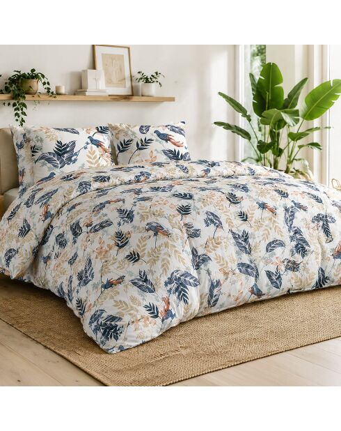 Parure de couette + 2 taies d’oreiller 100% percale de coton oizel multicolore