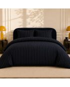 Parure housse de couette avec 2 taies d'orreiler en percale de coton loyd bleu profond
