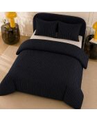 Parure housse de couette avec 2 taies d'orreiler en percale de coton loyd bleu profond