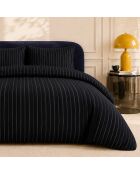 Parure housse de couette avec 2 taies d'orreiler en percale de coton loyd bleu profond