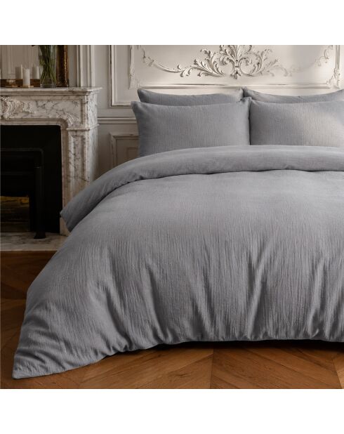 Parure housse de couette 100% double gaze de coton charbon