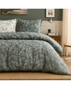 Parure housse de couette avec 2 taies d'oreiller en percale de coton emeride vert sauge