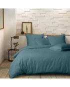 Drap housse en percale de coton unie avec bonnet 30 cm bleu adriatique