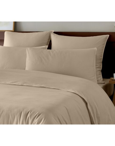 Parure housse de couette en coton lavé + 2 taies d'oreiller ficelle