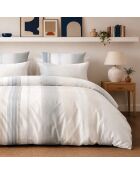 Parure de couette + 2 taies d’oreiller 100% percale de coton nebuleuse blanc/bleu/gris