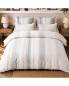Parure de couette + 2 taies d’oreiller 100% percale de coton nebuleuse blanc/bleu/gris