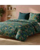 Parure housse de couette avec 2 taies d'oreiller en percale de coton zelya vert émeraude