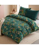 Parure housse de couette avec 2 taies d'oreiller en percale de coton zelya vert émeraude