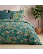 Parure housse de couette avec 2 taies d'oreiller en percale de coton zelya vert émeraude