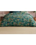 Parure housse de couette avec 2 taies d'oreiller en percale de coton zelya vert émeraude