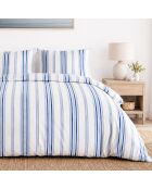 Parure housse de couette avec 2 taies d'oreiller en percale de coton mat blanche