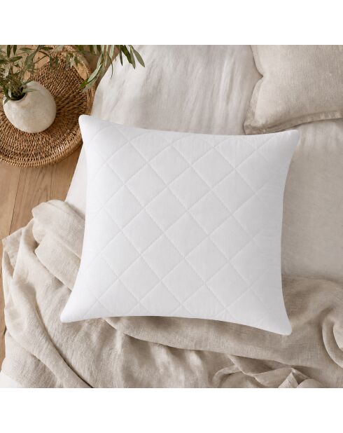 Oreiller matelassé en coton ferme blanc - 60x60 cm