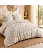 Parure de couette + 2 taies d’oreiller 100% percale de coton ishani beige/marron clair