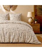 Parure de couette + 2 taies d’oreiller 100% percale de coton ishani beige/marron clair