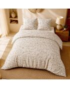 Parure de couette + 2 taies d’oreiller 100% percale de coton ishani beige/marron clair