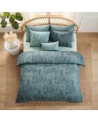 Parure housse de couette avec 2 taies d'oreiller en percale de coton sylvae bleu pétrole