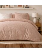 Parure housse de couette avec 2 taies d'oreiller en percale de coton ambre beige sable