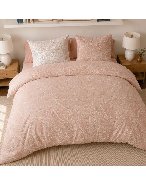 Parure housse de couette avec 2 taies d'oreiller en percale de coton ambre beige sable